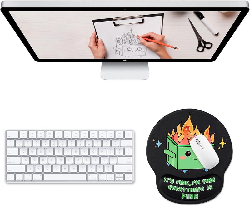 Hancynir Funny Ergonomic Mouse Pad with Wrist Support, Dumpster on Fire Cute Mouse Pads Wrist Rest for Desk, Computer Mousepad for Gaming Laptop Work Accessories Home Office Supplies Decor - Image 2